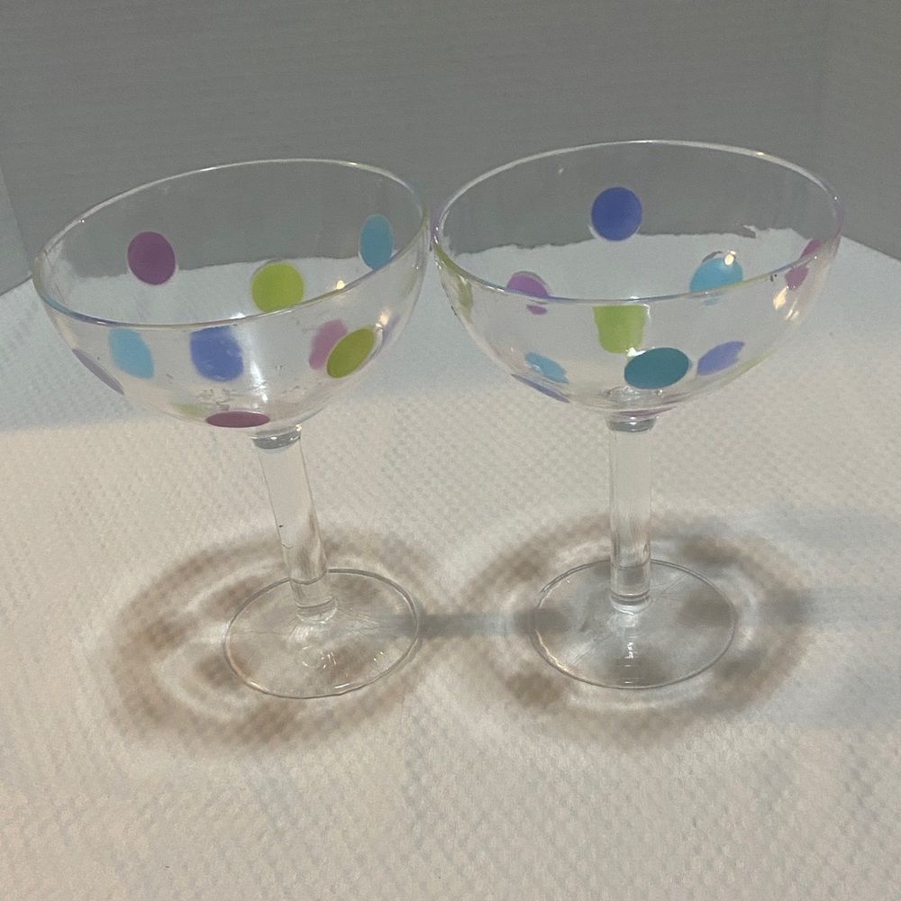 Colorful Polka Dot Margarita Glasses set of 2